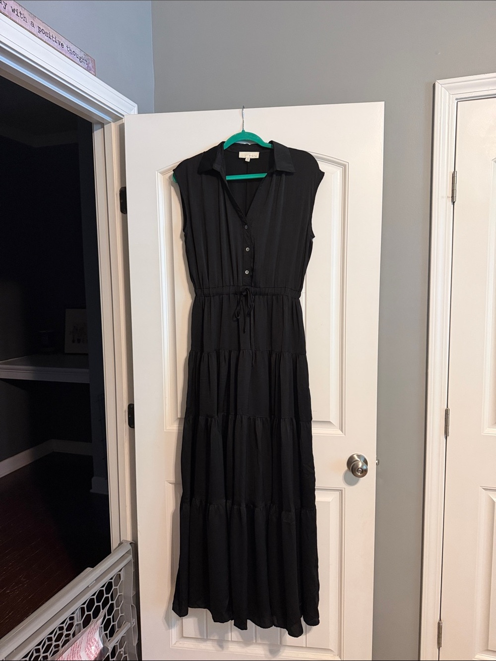 NWOT Pinch Black Sleeveless Tiered Maxi Dress with Drawstring